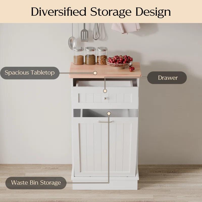 Aeloxis Havant Tilt Out Trash Cabinet 10 Gallon Wooden Free Standing (Not include trash can)