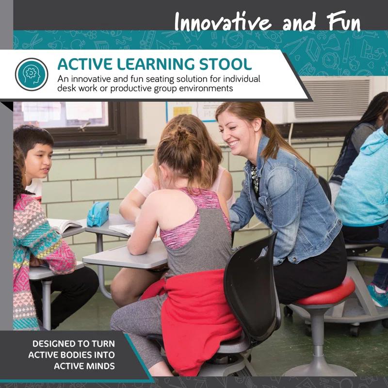 Learniture Adjustable Height Backless Foam-Padded Active Learning Stool