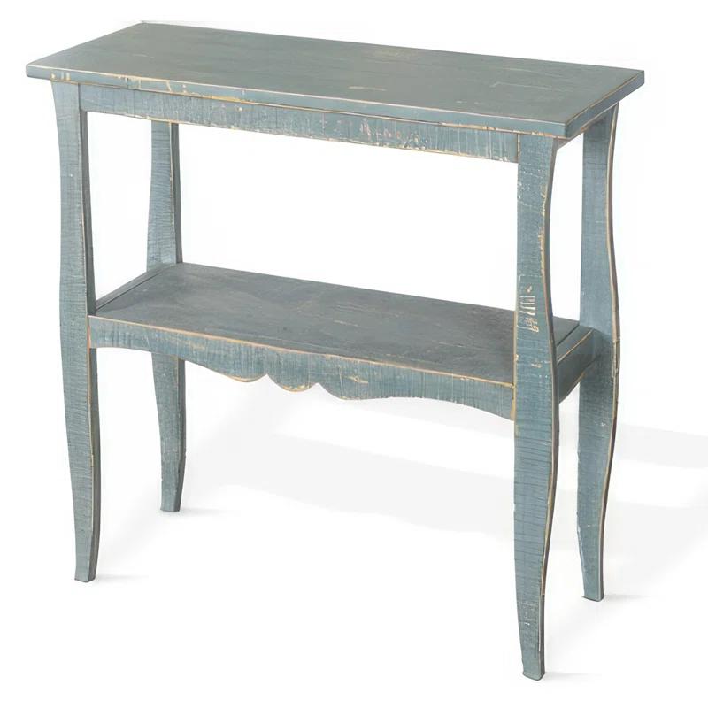 Benjara Rena Side End Table, Scallop Trim, 28 Inch Mahogany