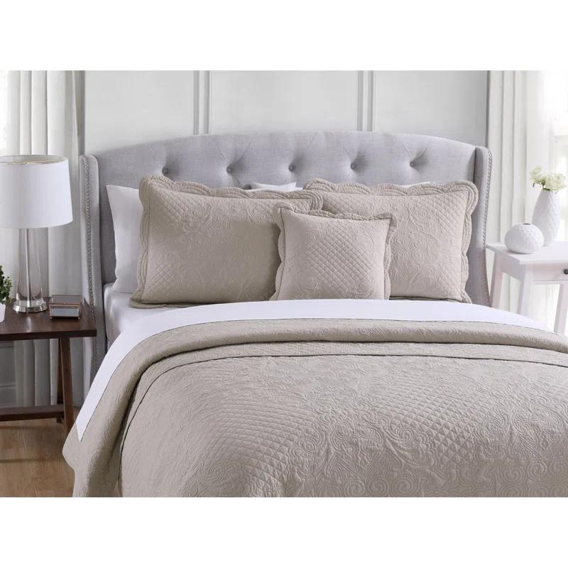 French Tile Scalloped Quilt Set Cotton Standard Quilt Set