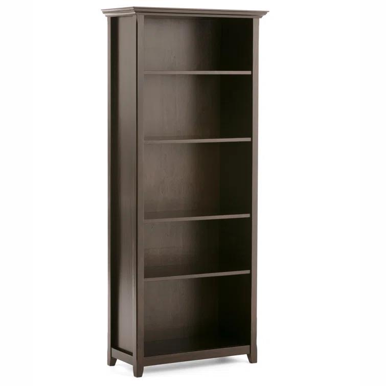 Simpli Home Amherst 30"W Solid Wood 5 Shelf Bookcase with Adjustable Shelves