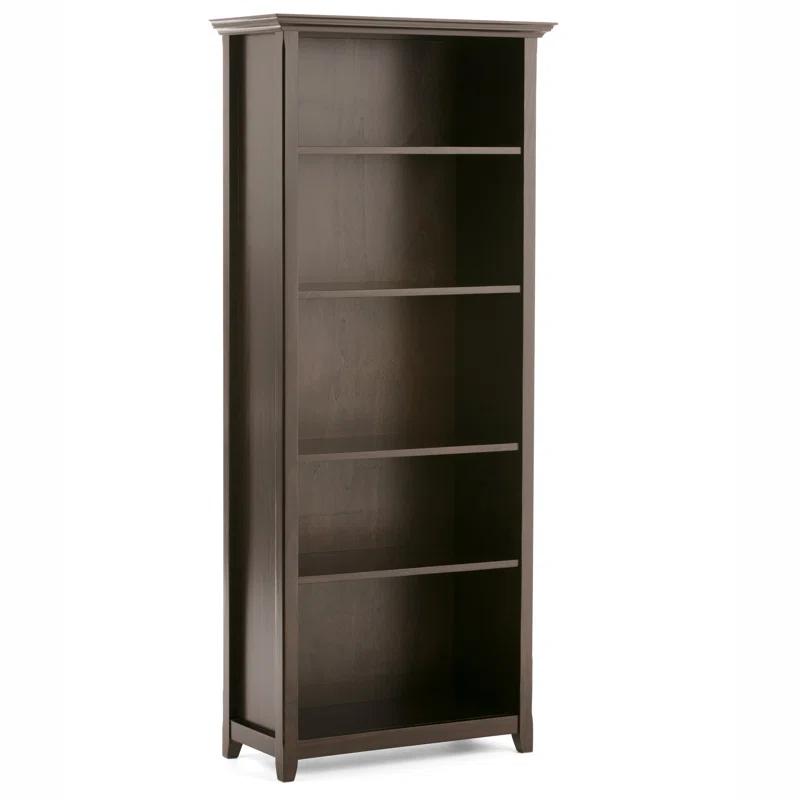 Simpli Home Amherst 30"W Solid Wood 5 Shelf Bookcase with Adjustable Shelves