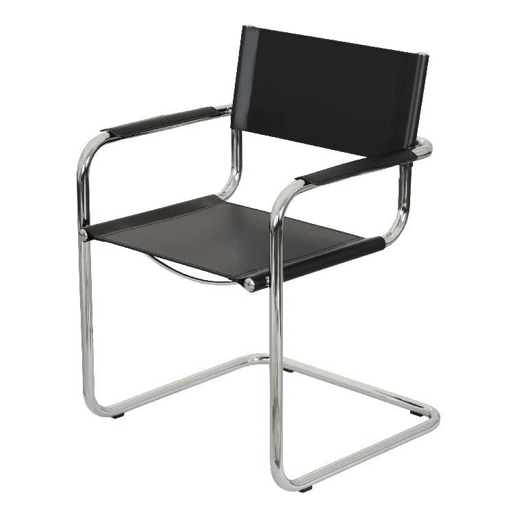 Breuer Chair Company Mart Stam Cantilever Armchair Arm Chair w/ Chrome-Plated Steel Frame (Various Bonded Leather Colors)