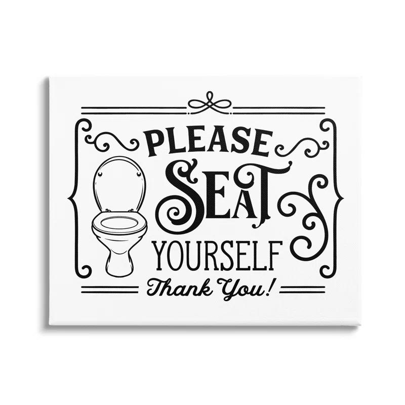 Stupell Industries " Seat Yourself Vintage Style Bathroom Toilet Design " by Lettered And Lined