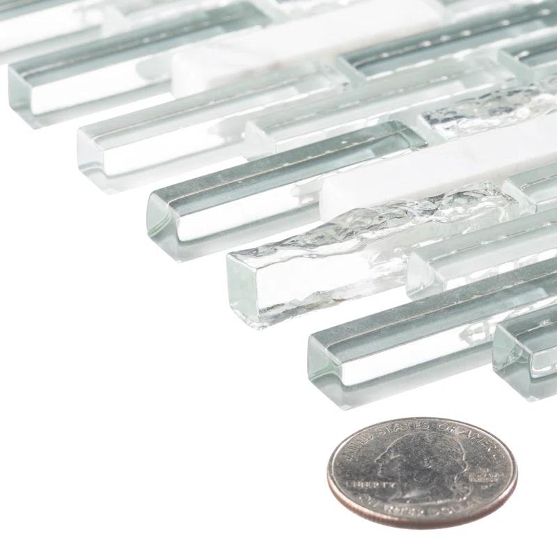 Andova Loic 1" x 2" Glass Brick Joint Mosaic  Kitchen Backsplash, Bathroom, Shower, Pool, Wall and Floor Tile