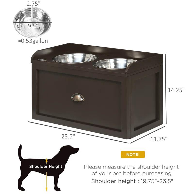 Pawhut 8.48 Cups Elevated Feeder