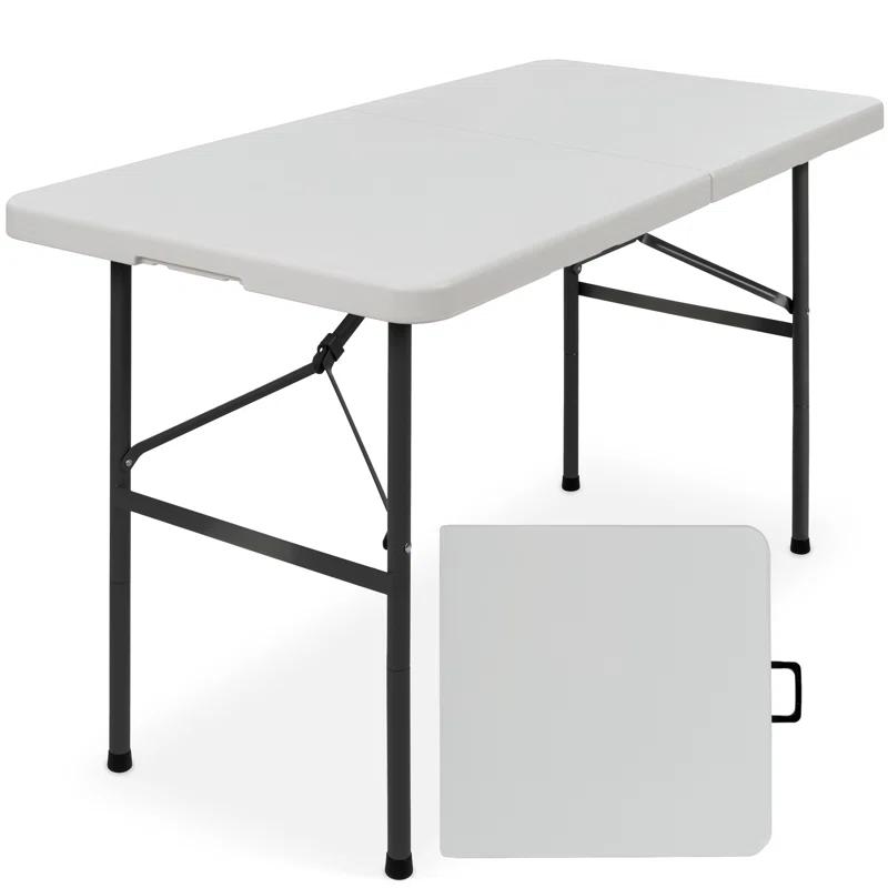 Best Choice Products 4Ft Plastic Folding Table, Indoor Outdoor Heavy Duty Portable W/ Handle, Lock For Picnic