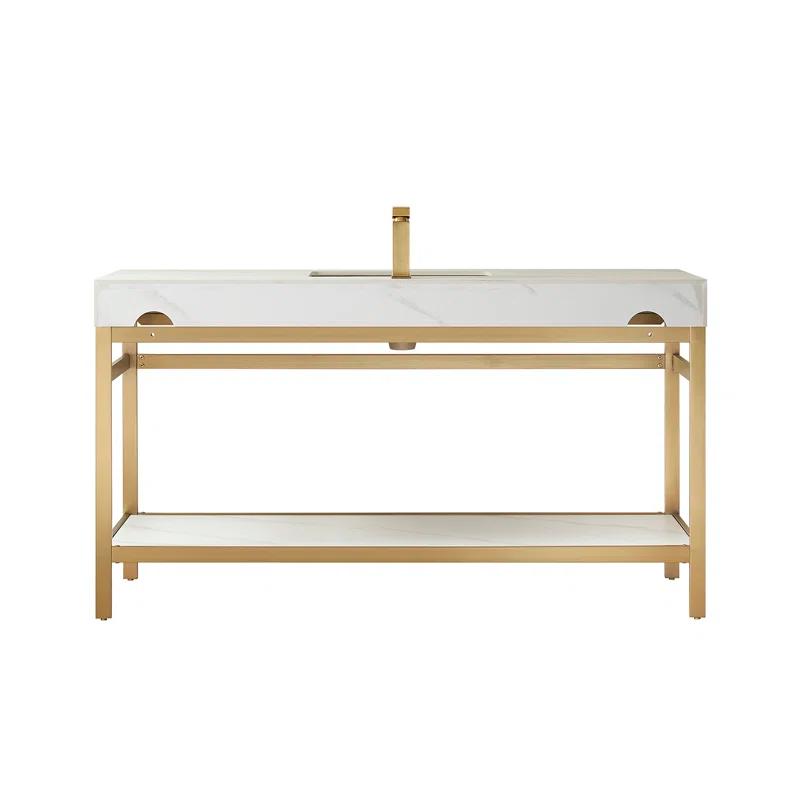 60'' Single Bathroom Vanity with Stone Top