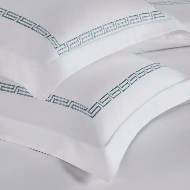 Superior Harrison Cotton Greek Key Embroidered 3 Piece Duvet Cover Set by Superior