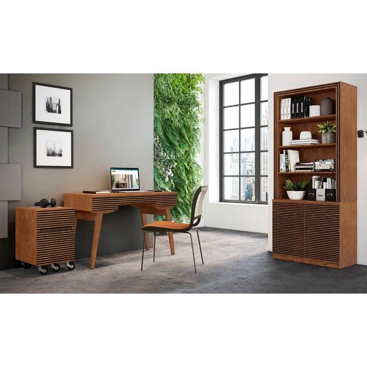 Furnitech Solid Wood Base Writing Desk with Power Outlet
