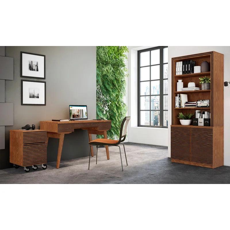 Furnitech Solid Wood Base Writing Desk with Power Outlet