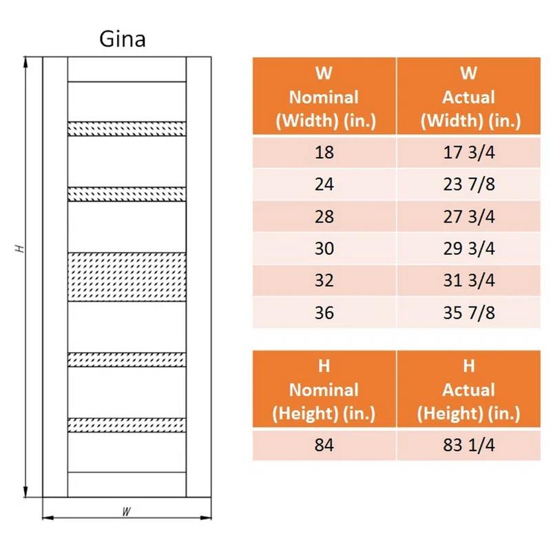 Belldinni Gina Solid Manufactured Wood and Glass Paneled Prefinished Standard Door Slab