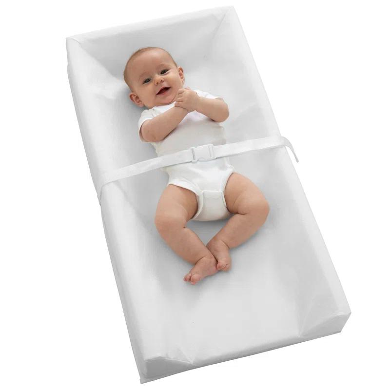 Sealy Baby Sealy Baby Soybean Comfort 3-Sided Waterproof Contoured Baby Diaper Changing Pad for Dresser or Changing Table, Baby Changing Pad - White, 32” x 16”
