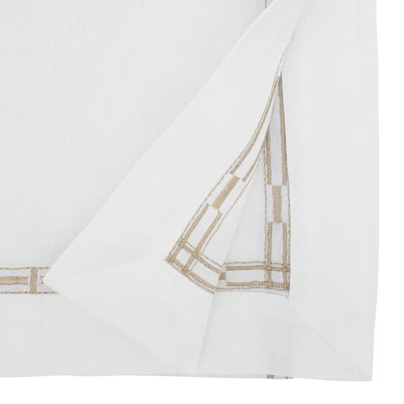 Saro Elegant Embroidery Table Runner With Delicate Border Design