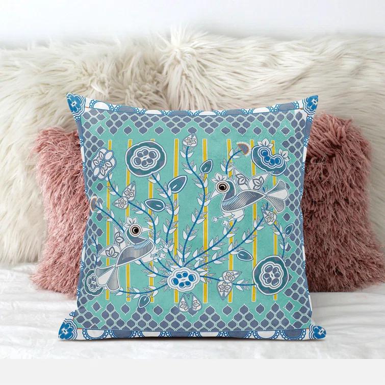 AmritaSen Floral Indoor/Outdoor Reversible Throw Pillow