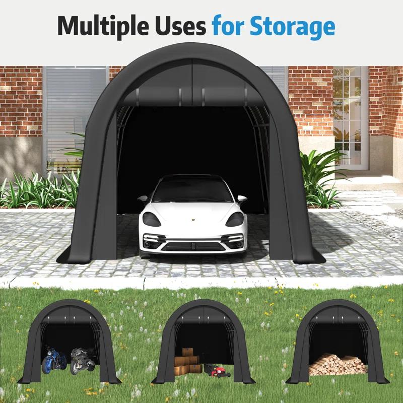 EROMMY Erommy 10 Ft. W x 20 Ft. D Galvanized Steel Portable Garage, Anti-Snow Carport, Storage Shed Canopy