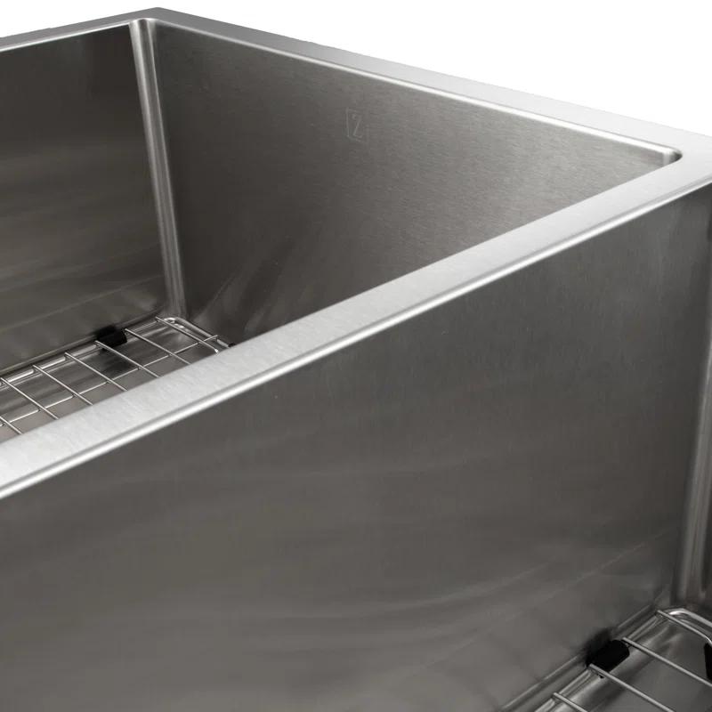 ZLINE SR60D-33 ZLINE 33 in. Chamonix Undermount Double Bowl Stainless Steel Kitchen Sink W/ Bottom Grid (SR60D-33)