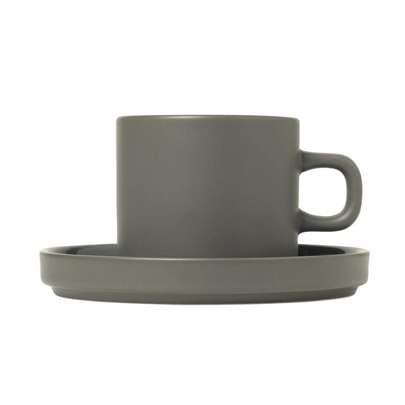 Blomus PILAR Stoneware Coffee Mug & Saucer (Set of 2)