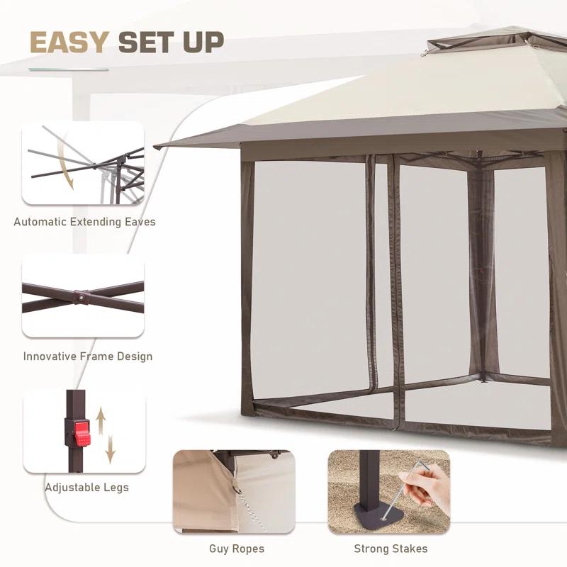 EAGLE PEAK Pop up Patio Gazebo 13 Ft. W x 13 Ft. D Metal Patio