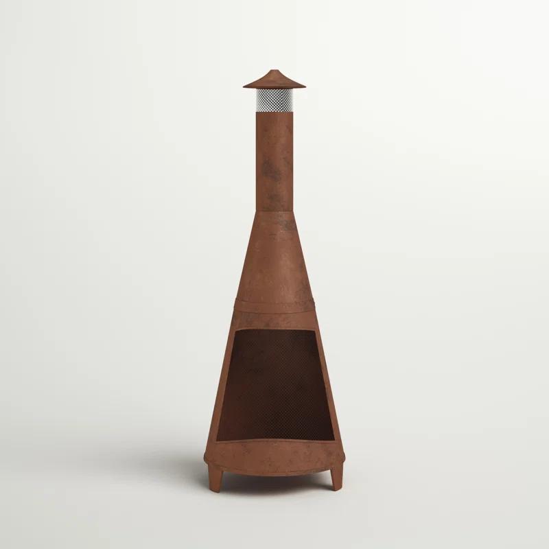 SunnyDaze Decor 70'' H x 23.5'' W 70" Rust Patina Finish Steel Wood-Burning Chiminea with Spark Screen