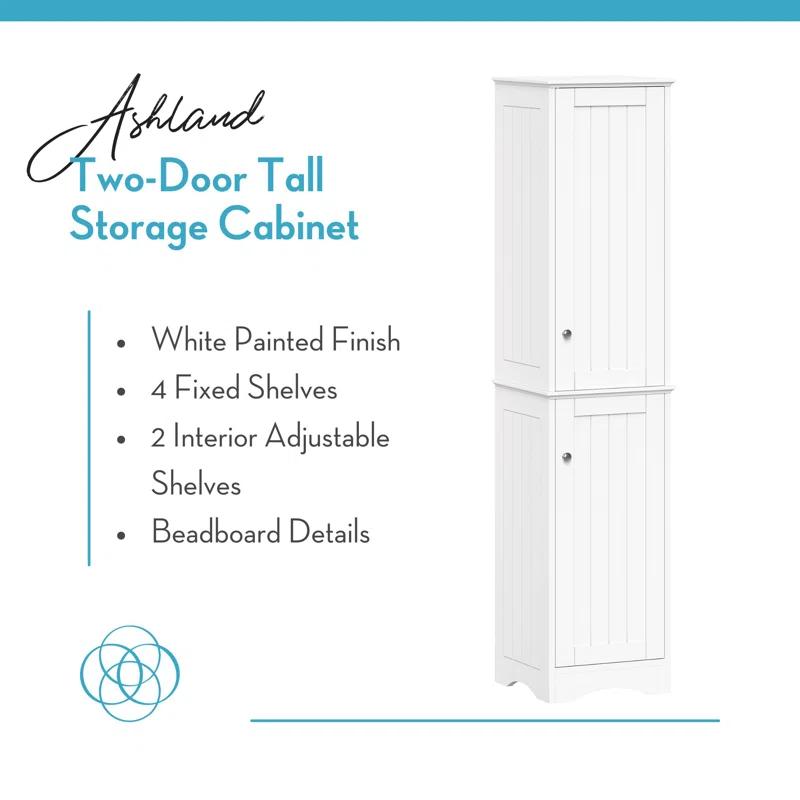 RiverRidge Home RiverRidge Ashland Two-Door Tall Bathroom Storage Cabinet and Linen Organizer with Adjustable Shelves - White