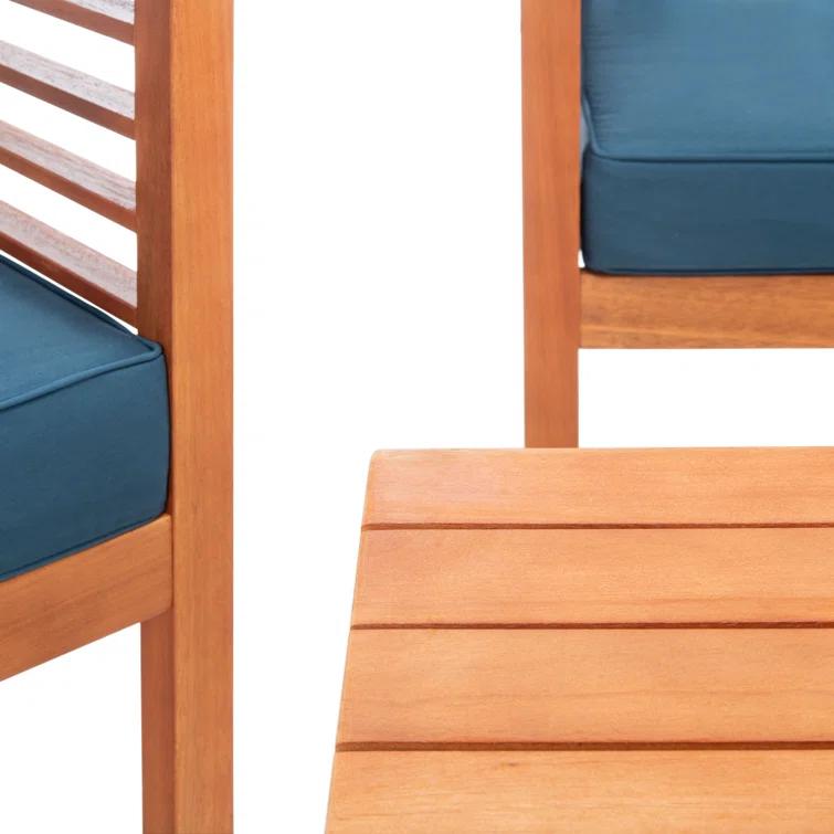 Natural Eucalyptus 4-Piece Sofa Seating Group with White Cushions