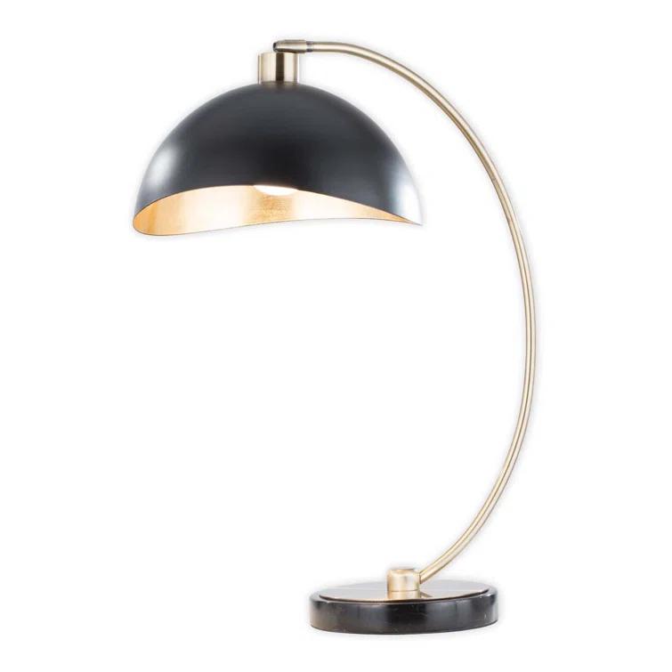 Luna Bella Table Lamp - 28", Weathered Brass, Matte White/Gold Leaf Shade, Marble Base, Dimmer Switch
