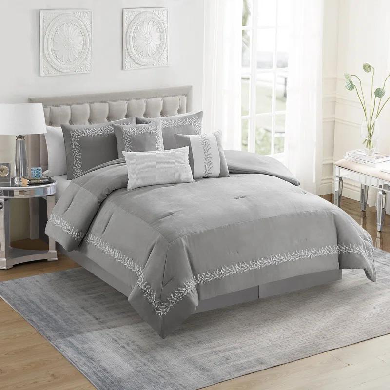 Sweet Home Collection Salerno 7 Piece Faux Suede Elegant Bedding Set By Sweet Home Collection