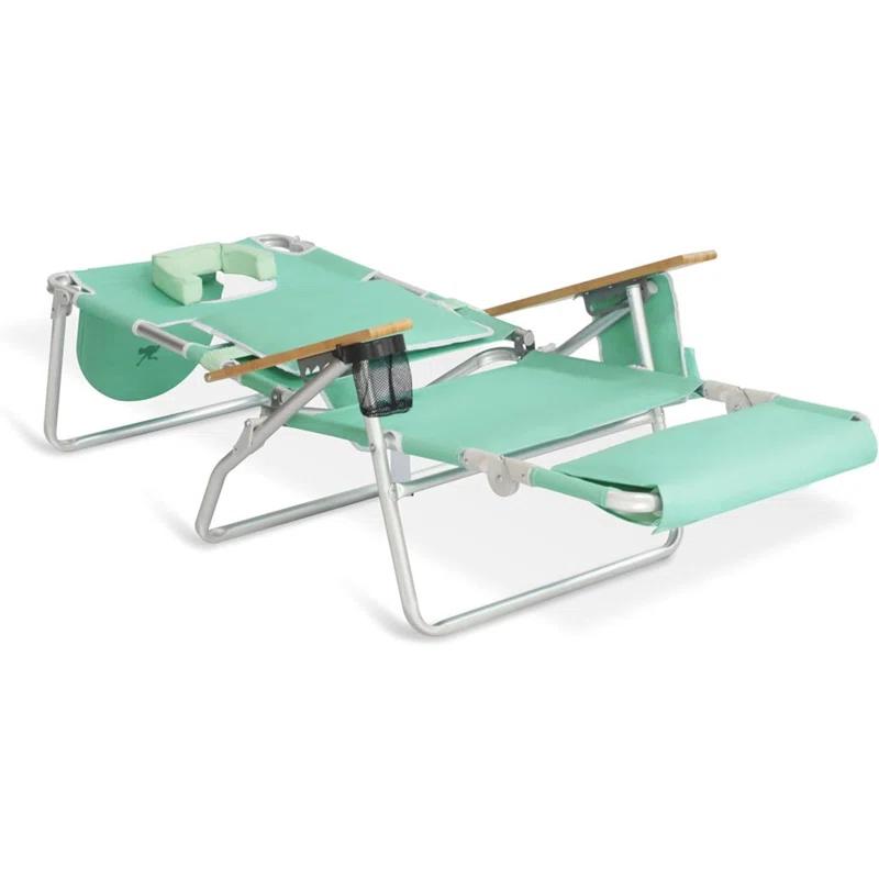 Ostrich Ostrich Deluxe Padded Lightweight Portable Adjustable Outdoor Reclining Folding Chair with Footrest