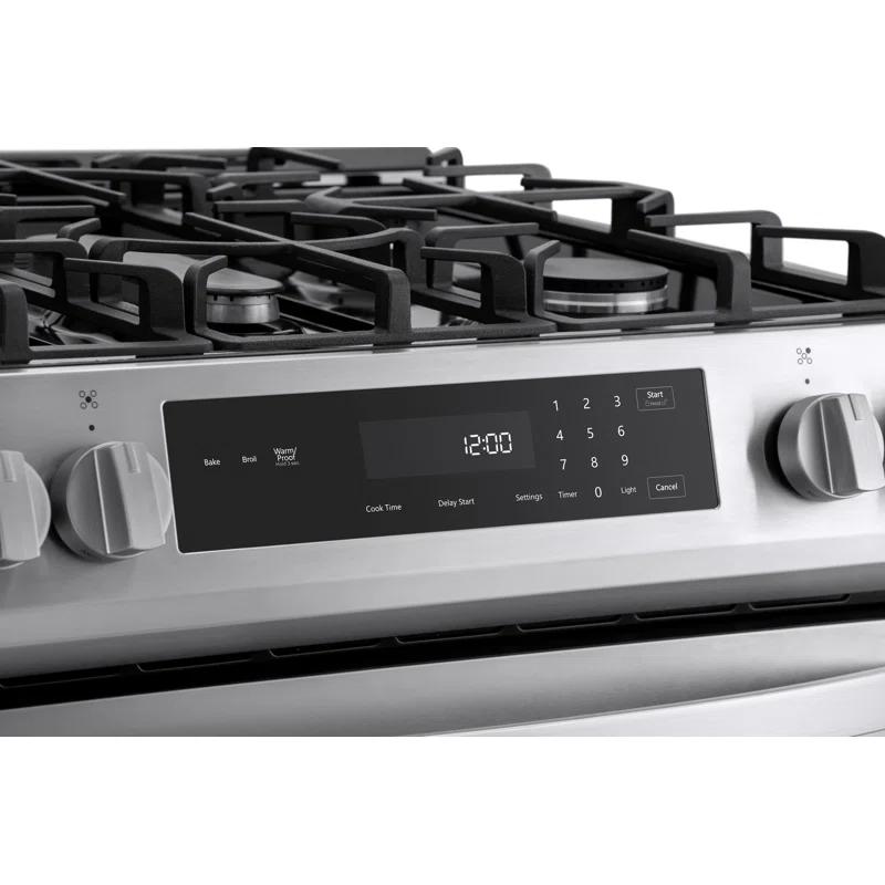 Kenmore 5.6 cu. ft. Front-Control Gas Range with 5 Burners and Hidden Bake Stainless Steel