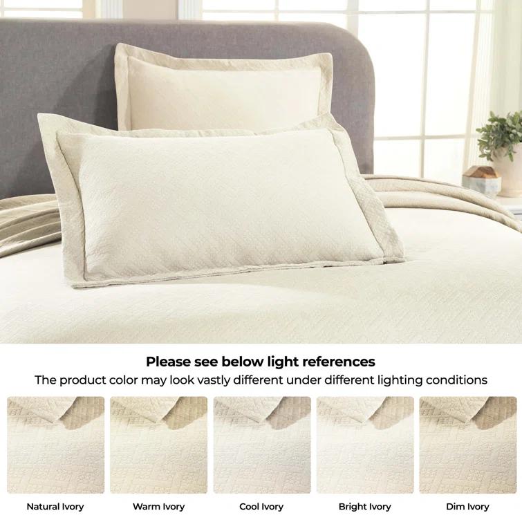 Superior Superior Cotton All Season Basketweave Medium Weight Bedspread Set with Shams