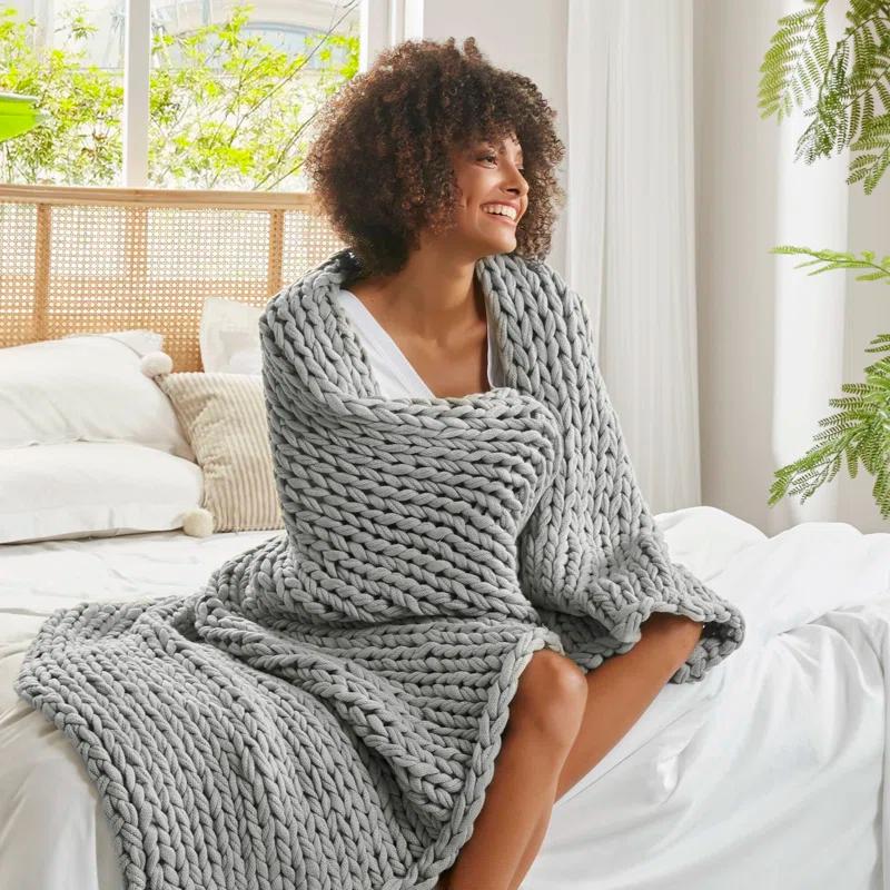 Kelly Clarkson Home Madison Hand Made Chunky Double Knit Throw Blanket