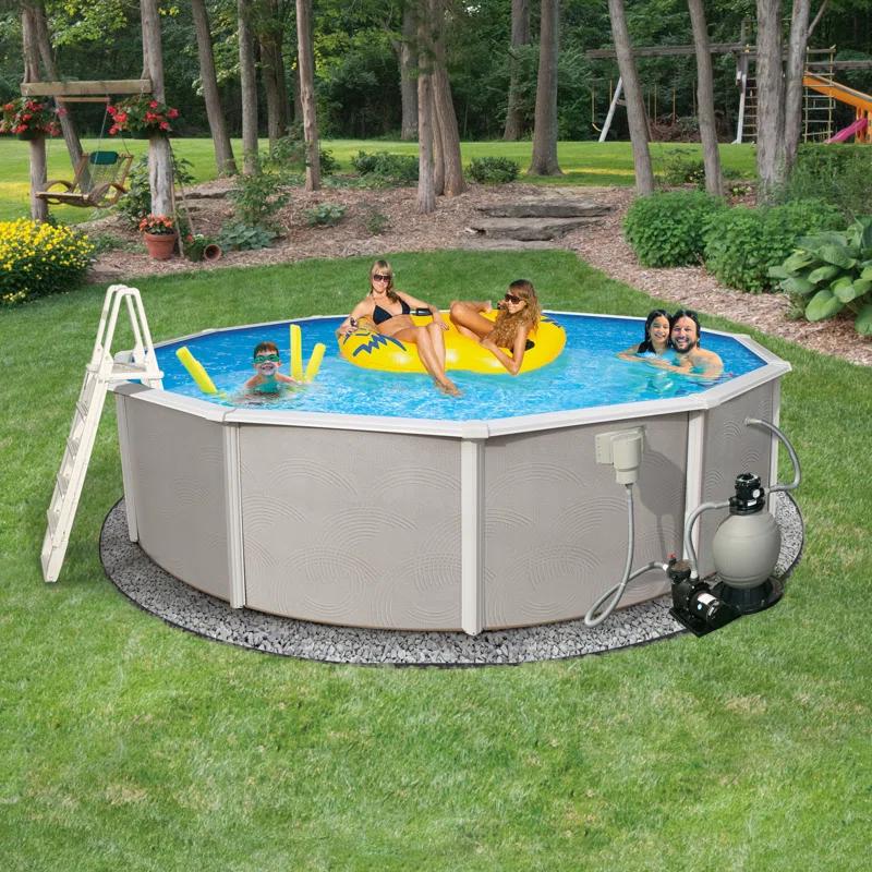 Blue Wave Products Belize Round 52-in Deep 6-in Top Rail Swimming Pool Package