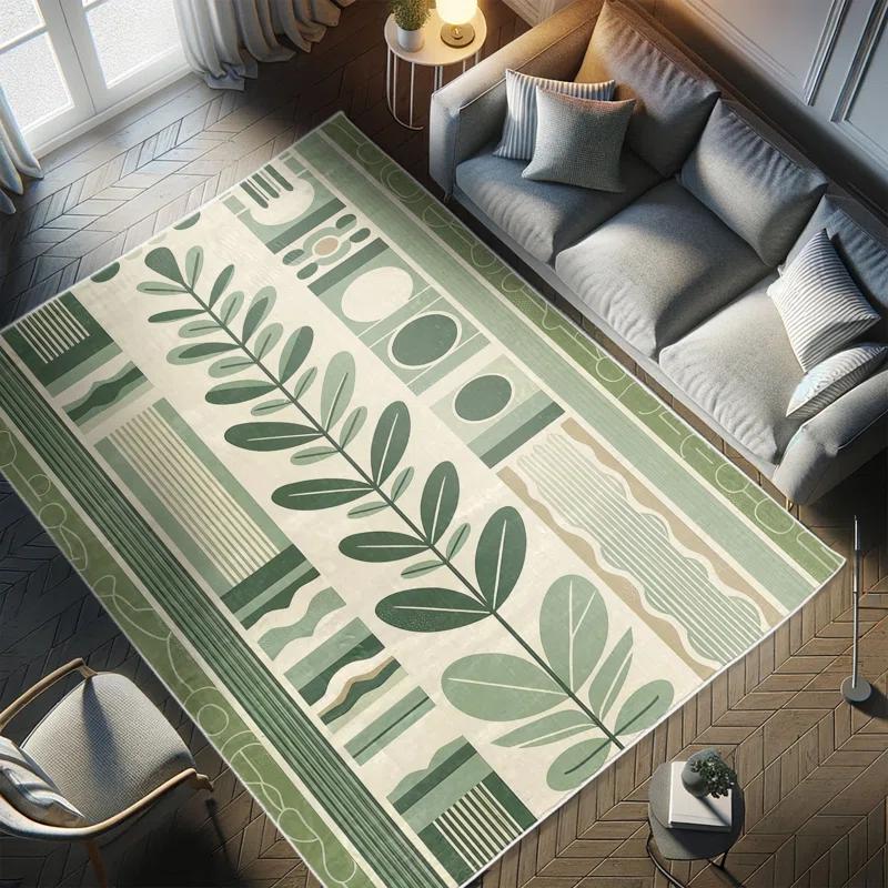 Ambesonne Mid Century High Density Long Fiber Poly Threads Decorative Area Rug Carpet
