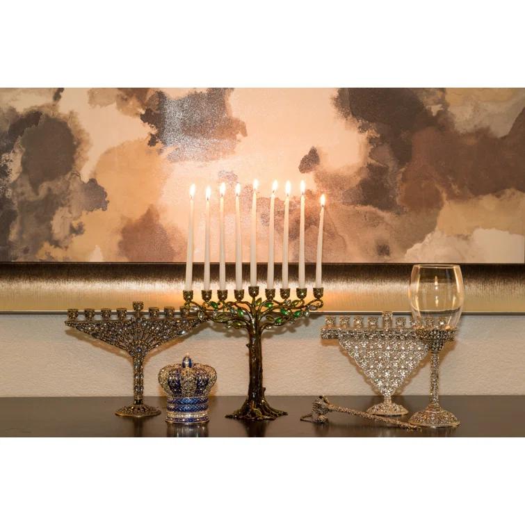 Judaica Jewish Olivia Riegel Hanukkah Chanukah Tree of Life Menorah with Swarovski Crystals