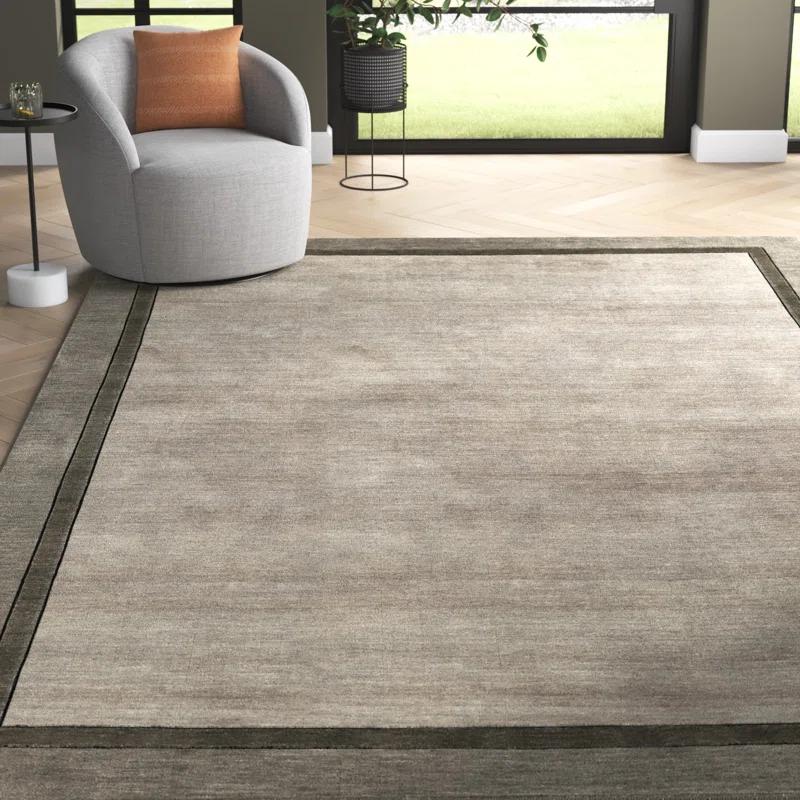 Zaley Handmade Tufted Wool Gray Area Rug