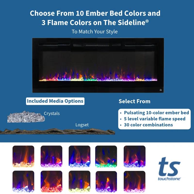 Touchstone The Sideline Electric Fireplace for Recessed or Wall Mount Installation