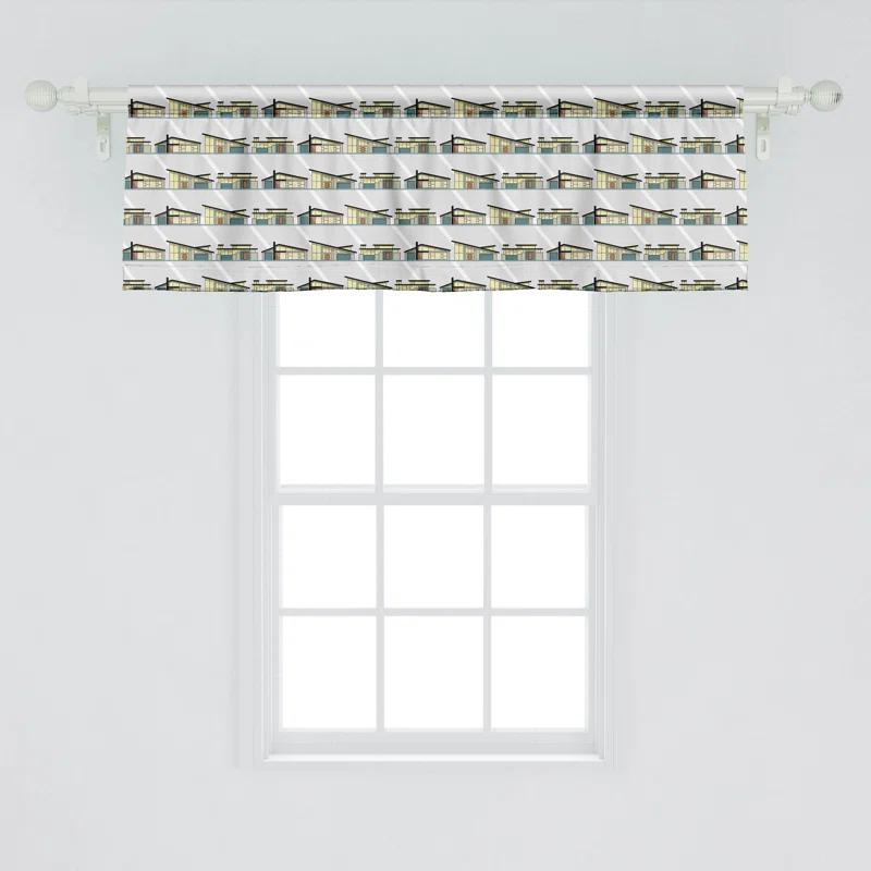 Ambesonne Ambesonne House Valance Pack of 2 Geometric Modern Architecture Pale Taupe Cream Seafoam