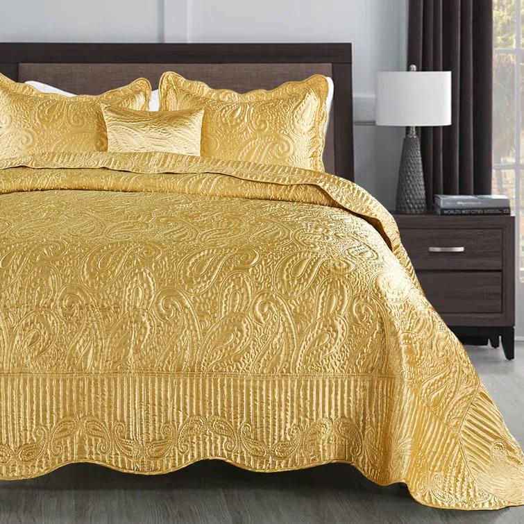 Serenta 4 Piece Quilted Satin Bedspread Set