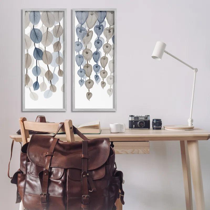 Neutral Opaque Cascading Leaves 2 Piece Giclee Art Set by Albert Koetsier