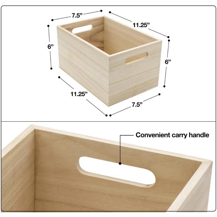 Sorbus Sorbus 2-Pack Unfinished Wood Crates Organizer Bins, Wooden Box, Cabinet Containers, Large, Set of 2