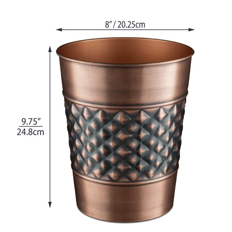 Monarch Abode Geometric Embossed Metal 1.7 Gallon Waste Basket
