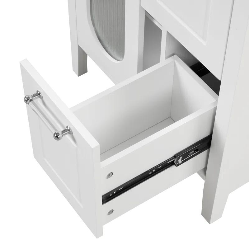 Tryimagine 24" Bathroom Vanity With Sink, Bathroom Vanity Cabinet With Two Drawers And Door, Adjustable Shelf, Solid Wood And MDF