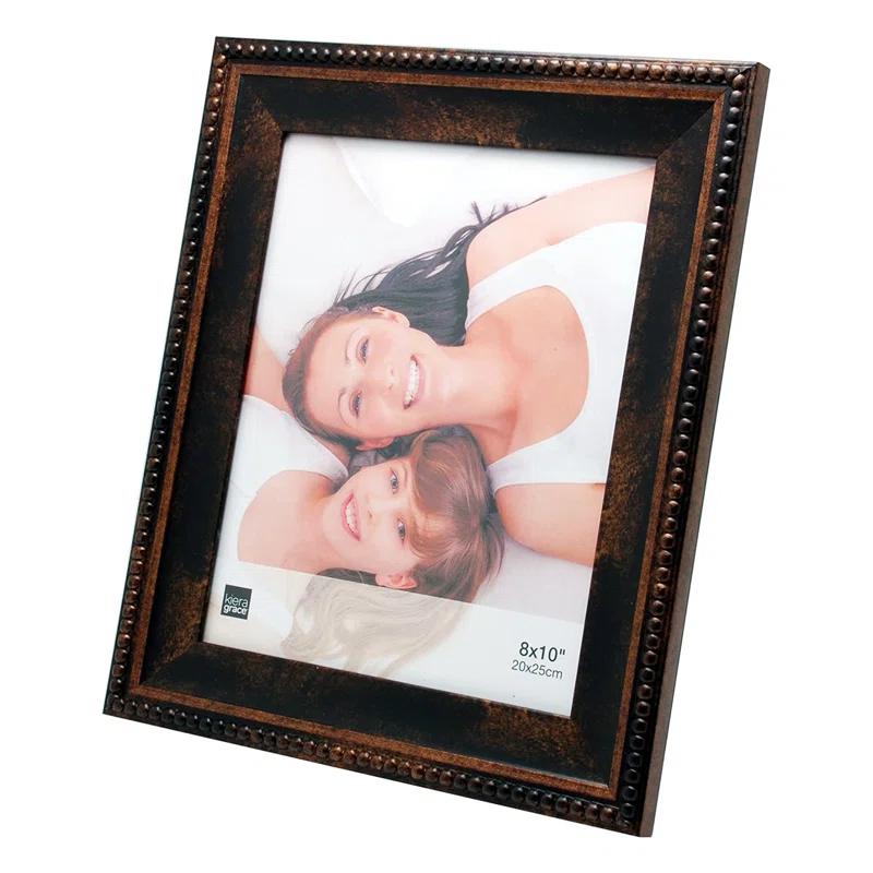 Kiera Grace Kiera Grace Sydney Picture Frame, 10" x 12" Large Picture Frame, Holds an 8" x 10" Photo, Plastic Frame for Wall Hanging, Durable Frame with Easel for Photo Display, Antique Bronze