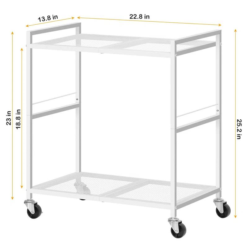 Computer Tower Stand, PC Tower Stand Metal Rolling Cart Holds Up To 40Lbs, 2 Tier Mobile Printer Stand With Storage Under Desk For Home & Office, White