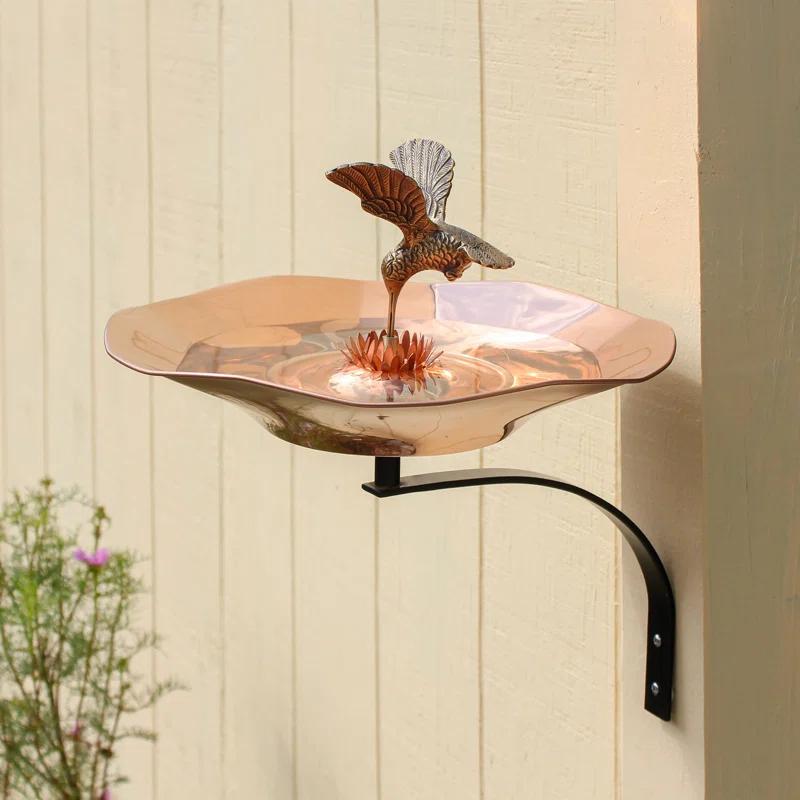 Ophelia & Co. Hummingbird Birdbath with Wall Mount Bracket