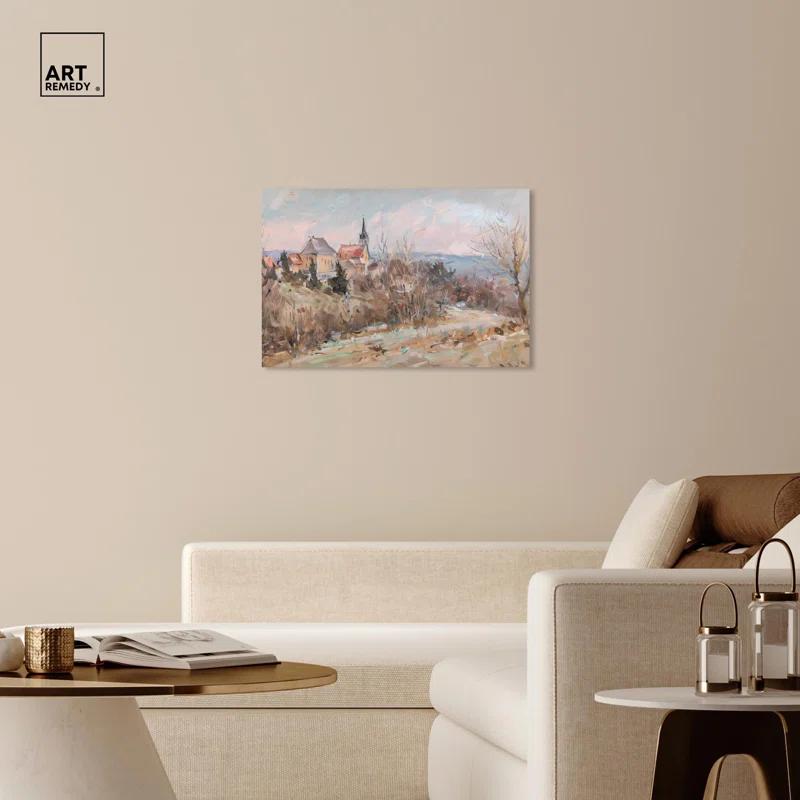 Art Remedy Little Town Canvas Classic Landscape Art by Art Remedy