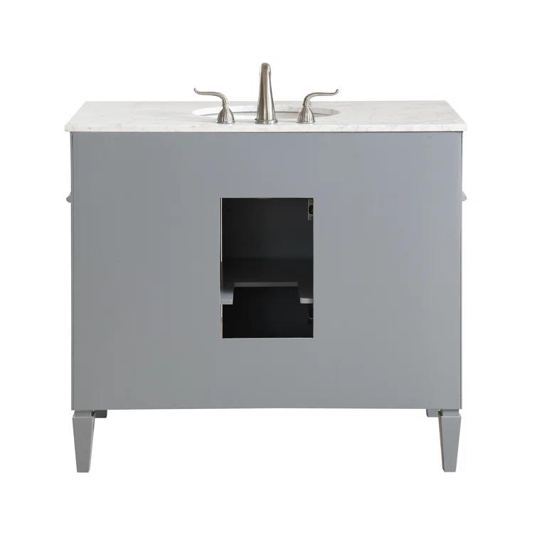 Rivers 40" Free-Standing Single Bathroom Vanity Set with Marble Vanity Top