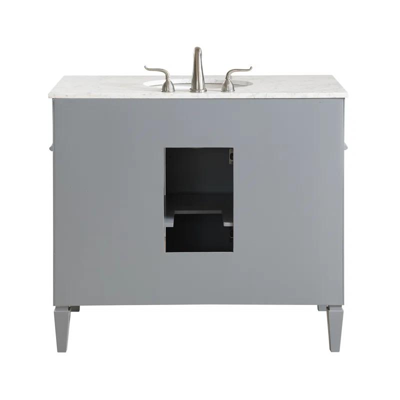 Rivers 40" Free-Standing Single Bathroom Vanity Set with Marble Vanity Top