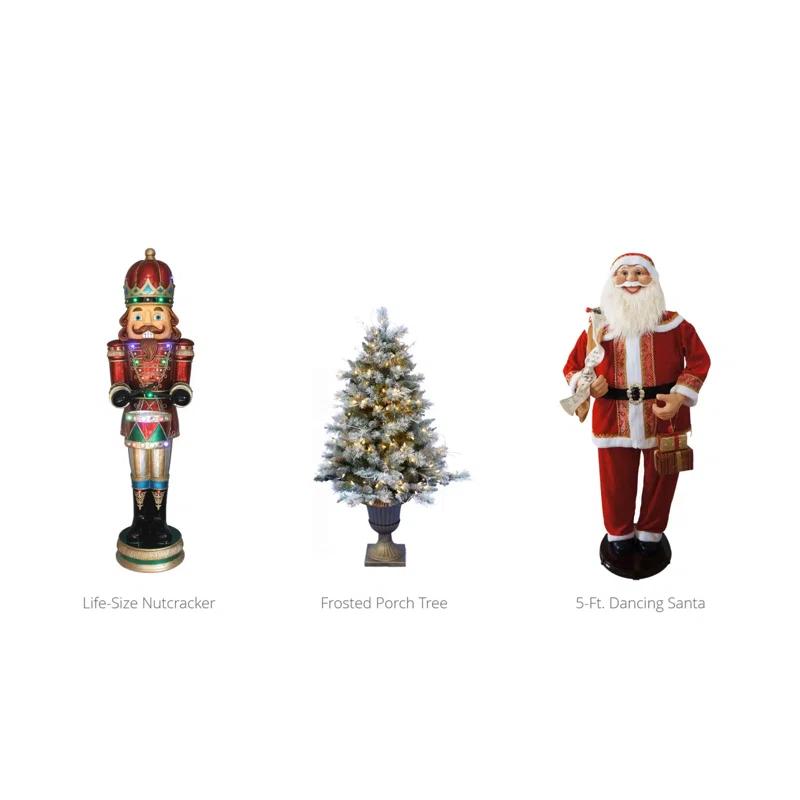 Fraser Hill Farm Fraser Hill Farm Flocked Mountain Pine Christmas Tree with LED Lights